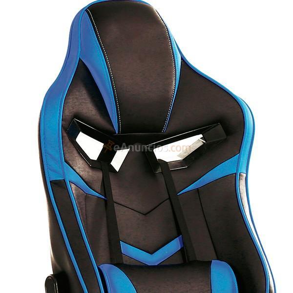 Sillón reclinable giratorio Gamer polipiel azul