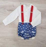 A CONJUNTO NIÑO PILAR BATANERO 3 PIEZAS R220507 CORONAS TALLA 1 AÑO