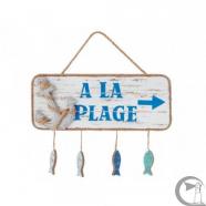 Placa madera a la plage colgante peces 2 uds.