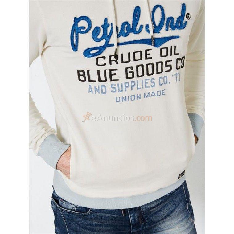 SUDADERA CON CAPUCHA BLANCA CON LETRAS EN AZUL SWH302