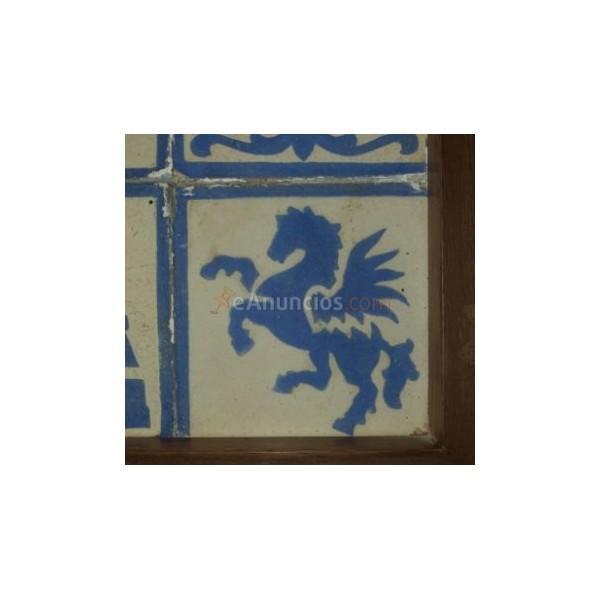 Cuadro de cuatro olambrillas de mosaico hidráulico catalanes