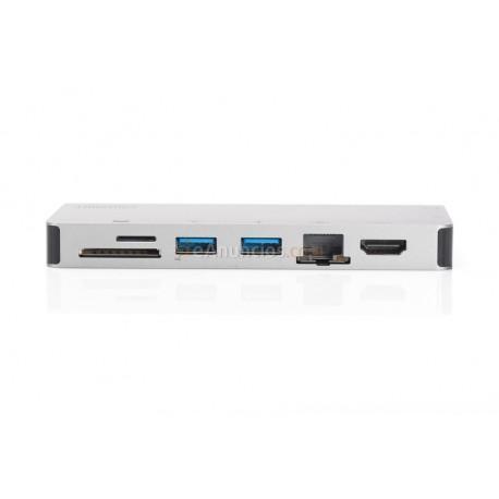 Digitus - DA-70866 base para portátil y replicador de puertos Alámbrico USB 3.0 (3.1 Gen 1) Type-C Plata