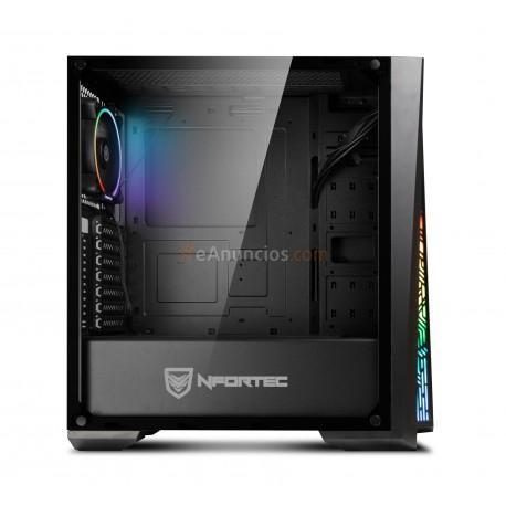 Nfortec - Torre Gaming RGB Artemis con Cristal Templado Lateral Full View y Ventilador Trasero RGB Incluido - Color