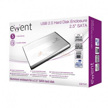 Ewent - EW7041 2.5 USB con suministro de corriente Aluminio, Negro storage drive enclosure