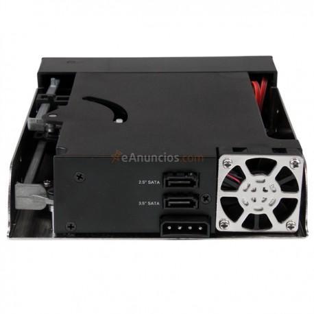 StarTech.com - Rack Móvil Backplane de 2 Discos Duros HDD SATA SAS de 3,5 o 2,5 sin Bandeja para 2 Bahías de 5,25