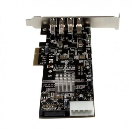 StarTech.com - Adaptador Tarjeta PCI Express PCI-E 4 Puertos USB 3.0 UASP Bus Doble con Alimentación Molex SATA