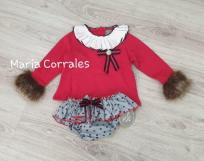 A SUDADERA NIÑA MON PETIT 046 PUÑOS R250123 ROJA