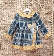 A vestido vuelo cuadros gris mostaza daniesty nuit r190477