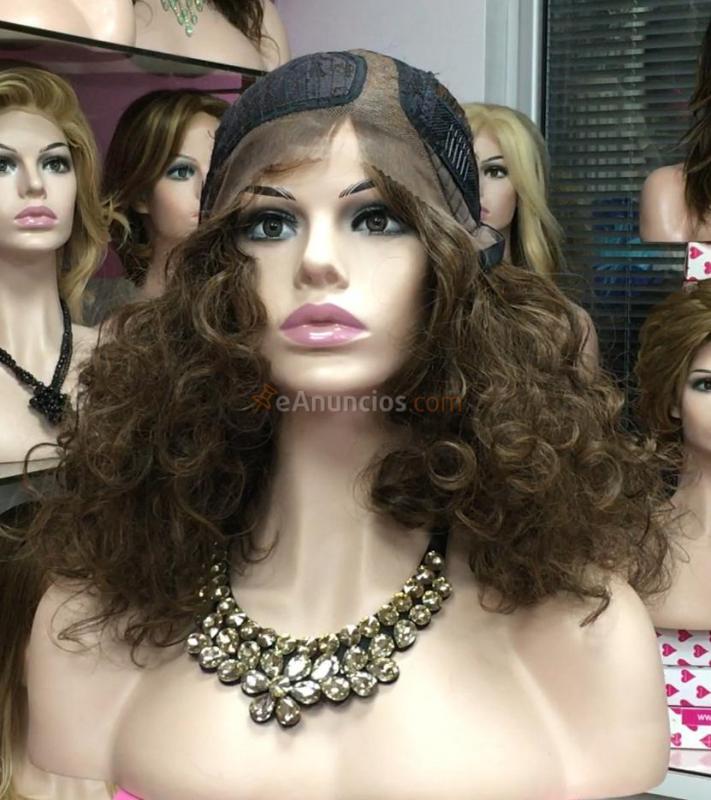 Peluca rizada con frontal translucido modelo Gina