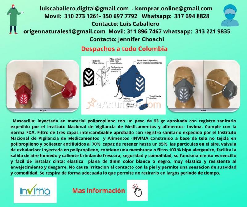 Mascarilla tapabocas antifluido eficaz 95  registro sa