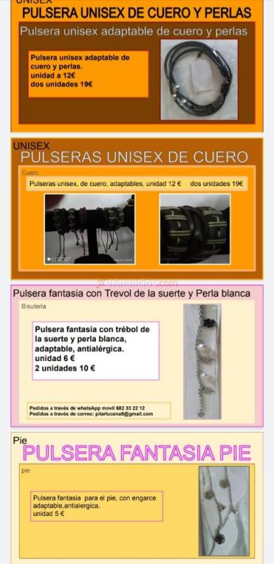 Pulseras SWAROVSKI, perlas de río, cuero