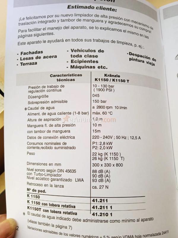 Hidrolimpiadora Kranzle 1050