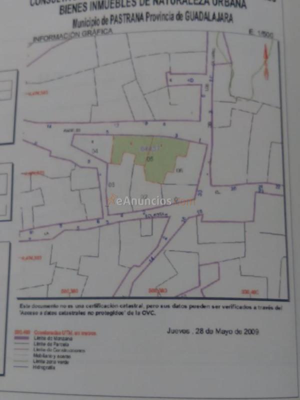 Se vende solar urbano en centro de pastrana